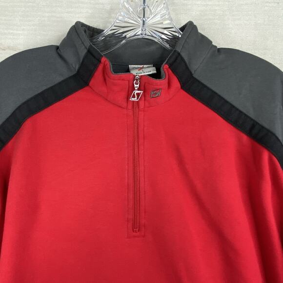 Odlo Sweatshirt Mens L Red Gray Long Sleeve Running Performance Pullover 1/4 Zip - Picture 3 of 11